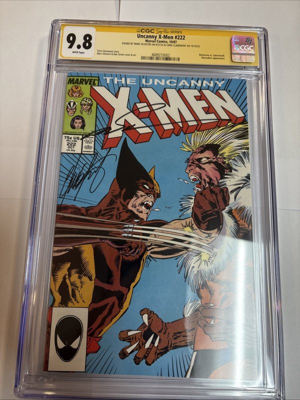Uncanny X-Men (1987) # 222 (CGC 9.8 SS) Signed Marc Silvestri • Claremont Marvel