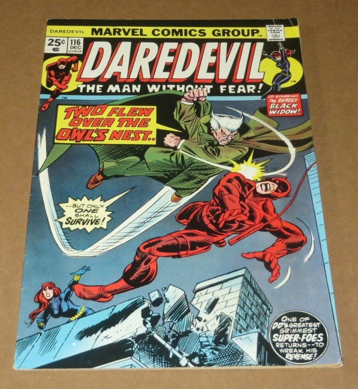 Daredevil #116 VG+ 1974 Marvel Bronze Age Comic Black Widow Owl Appearance