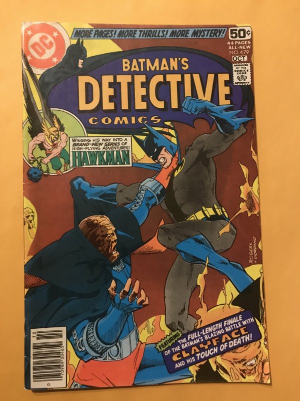 Detective Comics #479 : DC 10/79 Fn/VF; Clayface classic; Hawkman back-up