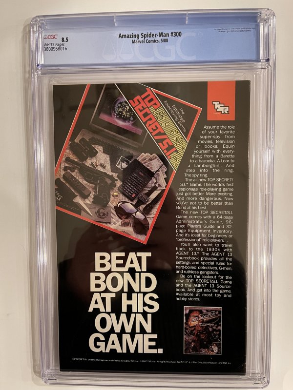 Amazing Spider-Man #300 CGC 8.5.-White Pages- Newsstand- First Venom Appearance