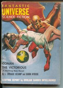 Fantastic Universe 2/1957-Conan-L Sprague Decamp-Isaac Asimov-G/VG