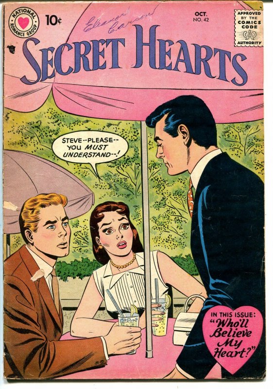 Secret Hearts #42 1957-DC-love triangle-romance stories-VG