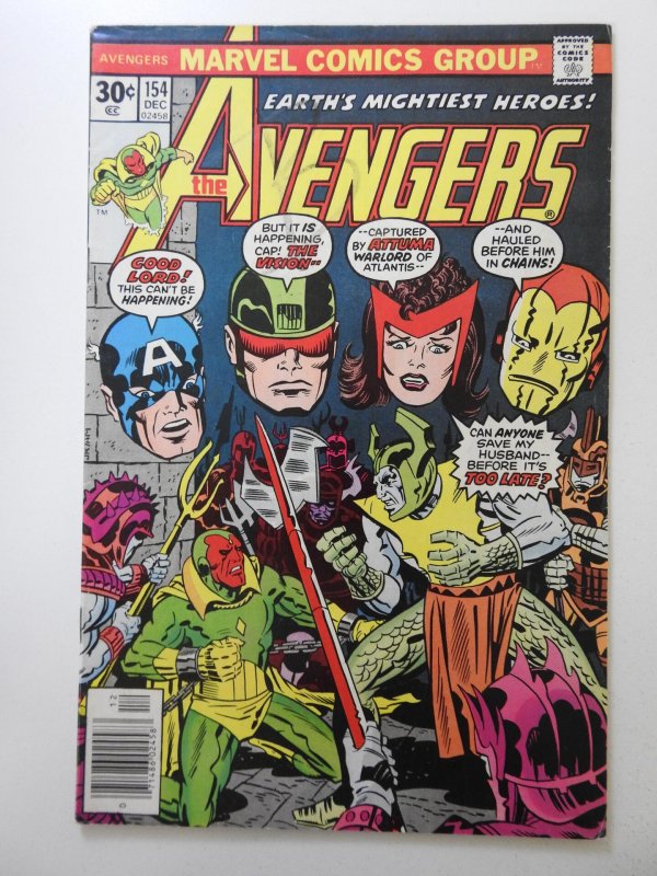 The Avengers #154 (1976) vs Attuma! VG+ Condition! Mark Jewelers Variant