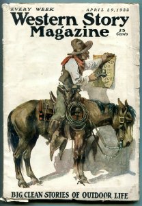 Western Story Magazine Pulp April 29 1922-  VG-