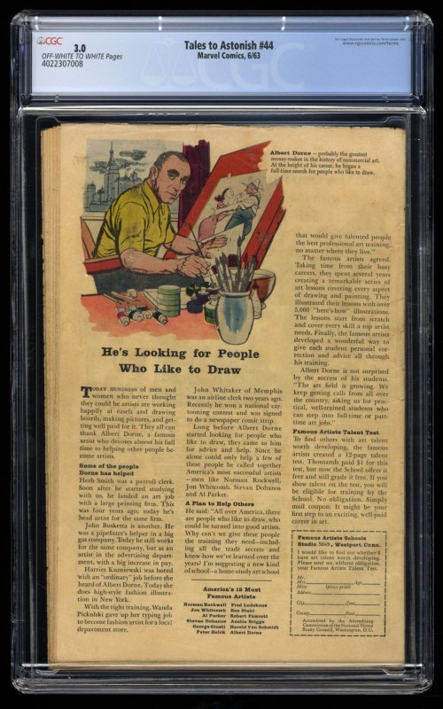 Tales To Astonish #44 CGC GD/VG 3.0 Off White to White 1st Wasp!