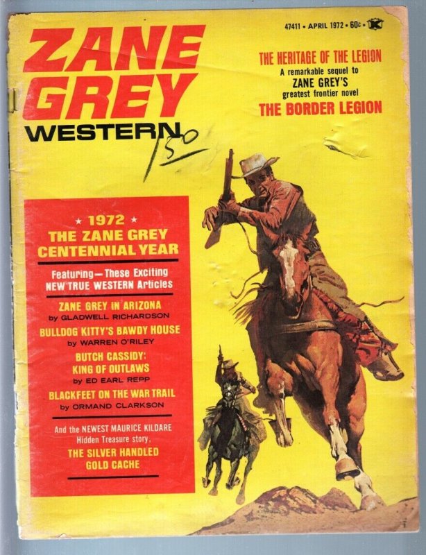 ZANE GREY WESTERN 1972 APR-BUTCH CASSIDY/BORDER LEGION! VG