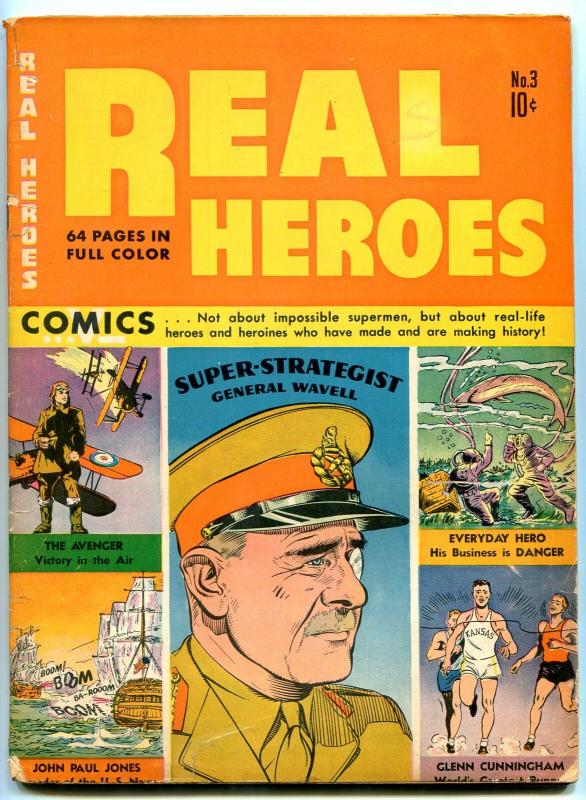 Real Heroes #3 1942-Parents-war stories-Negro patriot-Glenn Cunningham- VG+