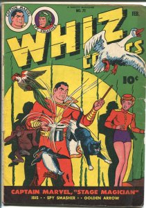 WHIZ #71 1945-FAWCETT-CAPT MARVEL-GOLDEN ARROW-WOLVERTON-SPY SMASHER-vg+