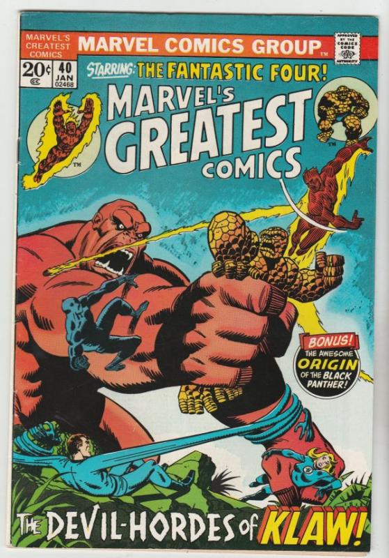 Marvel's Greatest Comics #40 (Jan-73) NM- High-Grade Fantastic Four, Mr. Fant...