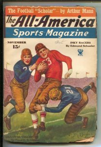 All-America Sports #12 11/1934-Chris Schaare Football game cover--Lank Leonar...