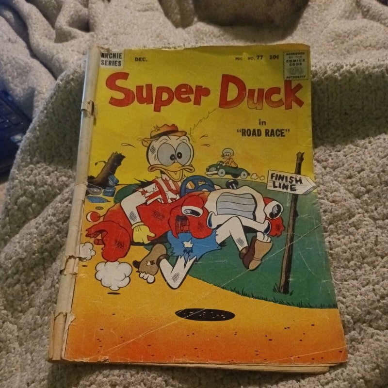 1957 Archie Series Super Duck Comic Book #77 Silver age funny animal cartoon