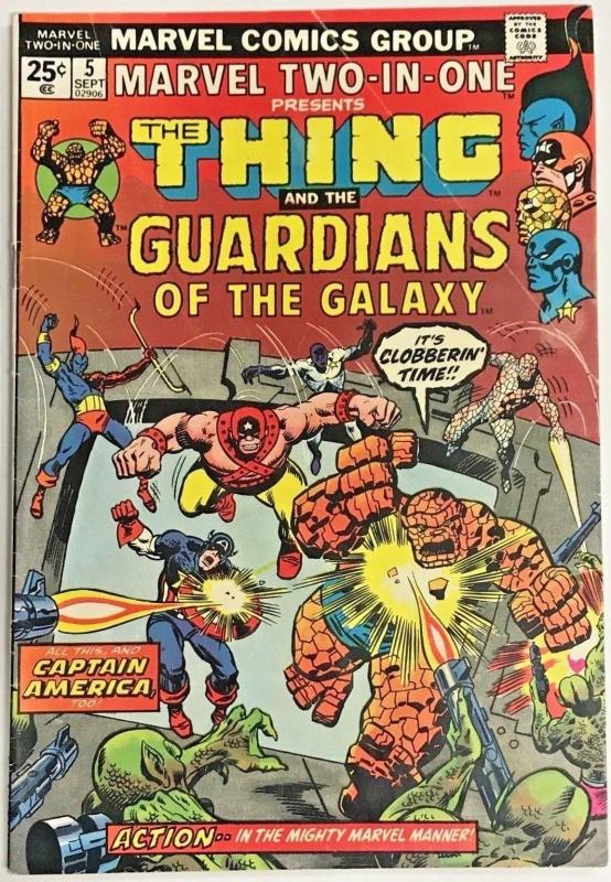 MARVEL TWO IN ONE#5 FN- 1974 SECOND GOTG MARVEL BRONZE AGE COMICS