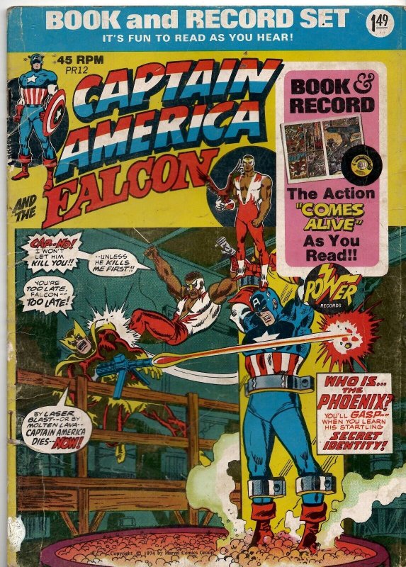 Captain America & Falcon Book and Record VINTAGE 1974 Marvel Comics (Book Only)