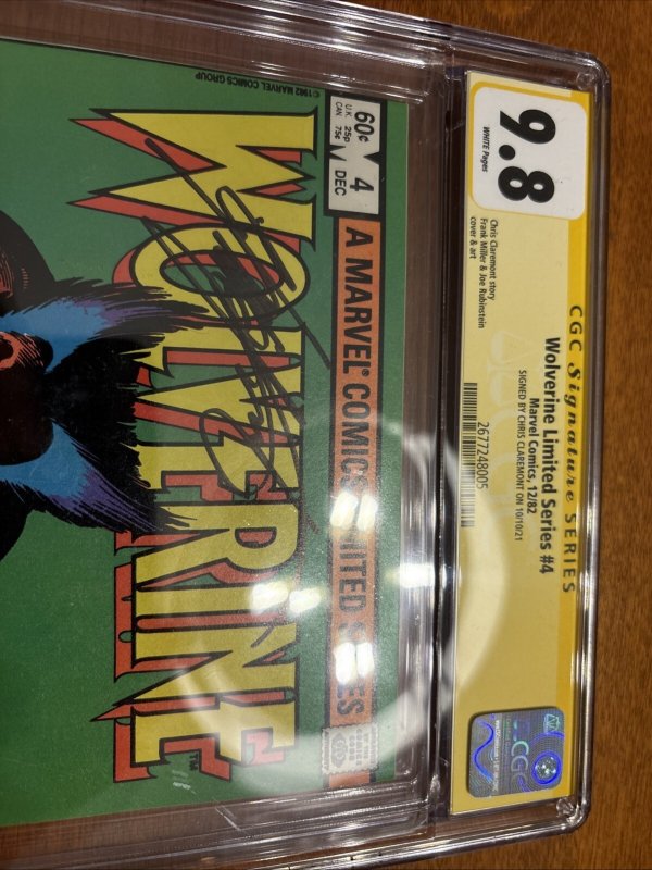 Wolverine Limited Series (1982)#4 (CGC 9.8) Signed Claremont  & Rubinstein