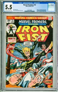 Marvel Premiere #15 (1974) CGC 5.5! OWW Pages! 1st Appearance of Iron Fist!