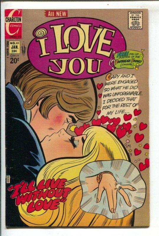 I Love You #101 1973-Charlton-engagement ring cover-Partridge Family poster-FN