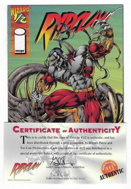 Ripclaw #1/2 Wizard & Image Comics Comic Book with COA