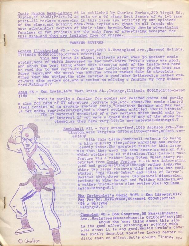 Comic Fandom News-Letter #6 1964-Charles Korbas-Blackhawk-Wonder Woman