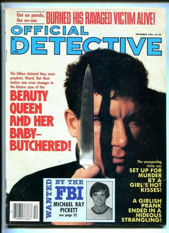 OFFICIAL DETECTIVE-DEC. 1985-RAVAGED VICTIM-BUTCHERED-MURDER-STRANGLING-R FN