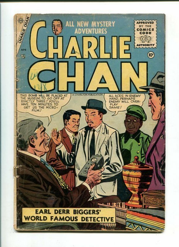 THE NEW MYSTERY ADVENTURES OF CHARLIE CHAN #9-1956-CHARLTON-VG minus VG