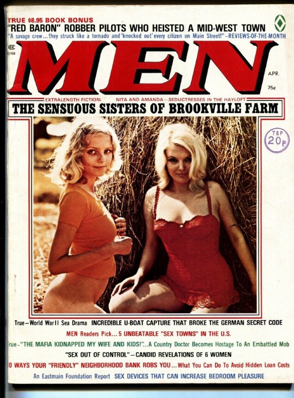 Men 4/1974-Atlas-spicy cover-pulp thrills-Girlie magazine-pin-up-wild issue