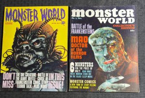 1964/65 MONSTER WORLD Magazine #1 & 3 FN+ 6.5 Curse of Frankenstein / Werewolf