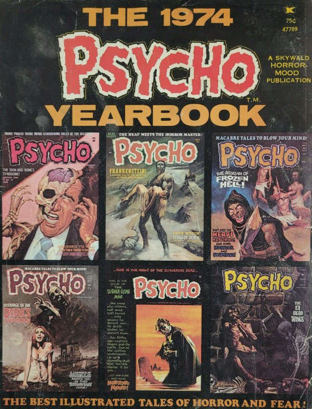 1974 Psycho Yearbook Vtg Comic Magazine Skywald Horror Bride of Frankenstein GD