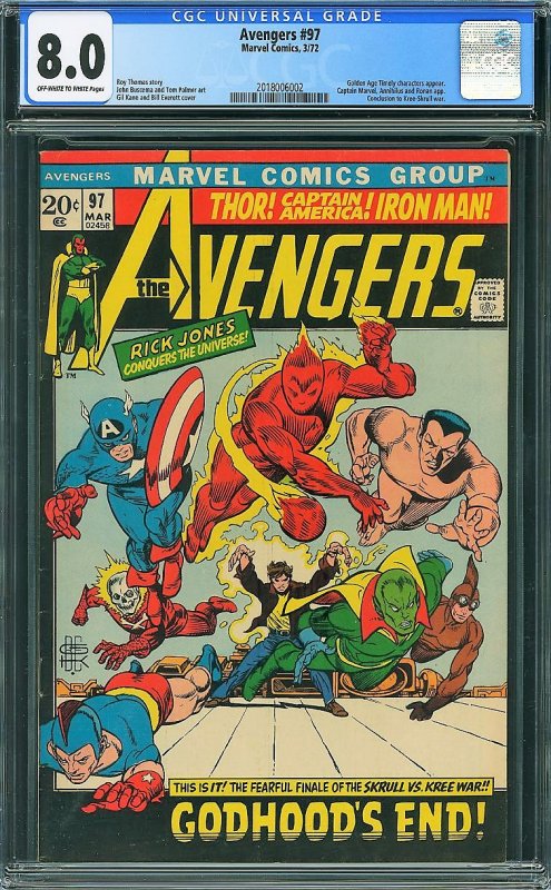 Avengers #97 (Marvel, 1972) CGC 8.0