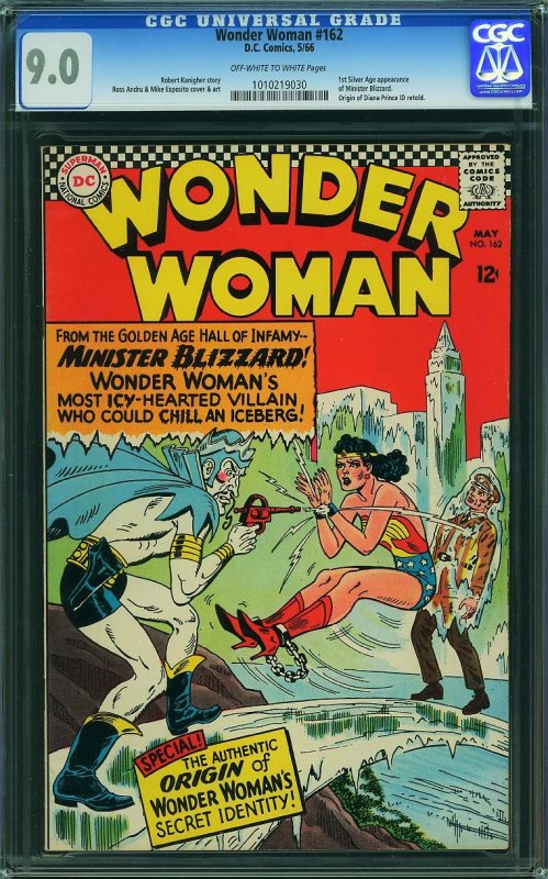 Wonder Woman #162 (DC, 1966) CGC 9.0 - KEY 1st Mr. Blizzard