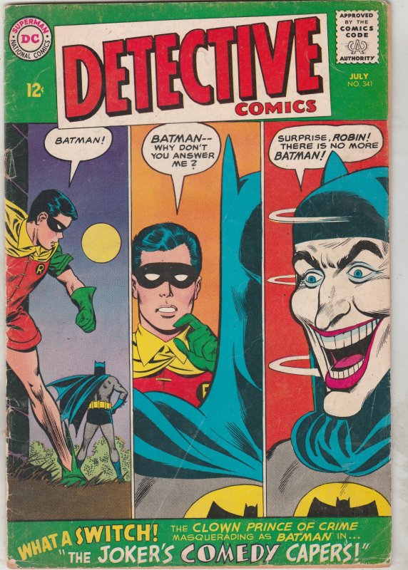 Detective Comics #341 (Jul-65) VG/FN Mid-Grade Awesome Joker Cover Key Issue Wow