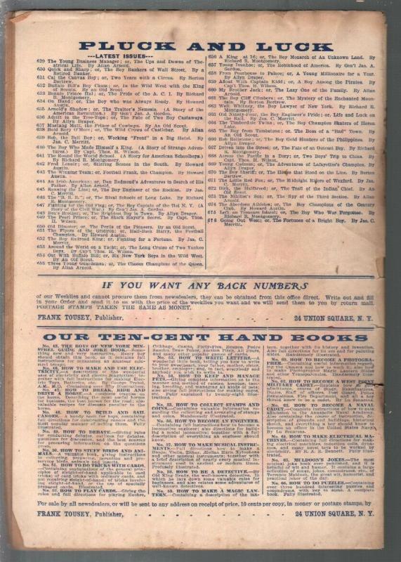 Pluck and Luck #676 5/17/1911-Tousey-Going Out West-pulp fiction-FR/G