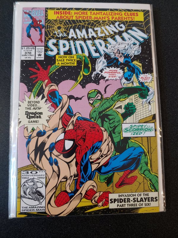 ​AMAZING SPIDER-MAN #370 Marvel Comics 1992 NM vs Scorpion & Black Cat!