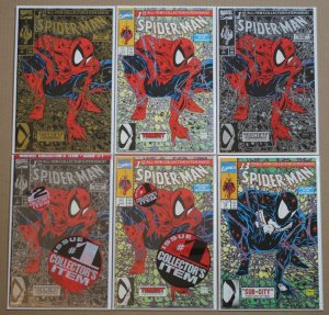 Spider-Man #1 5 Copies Gold Silver Green Polybag #13 Marvel Comics 1990 Set A