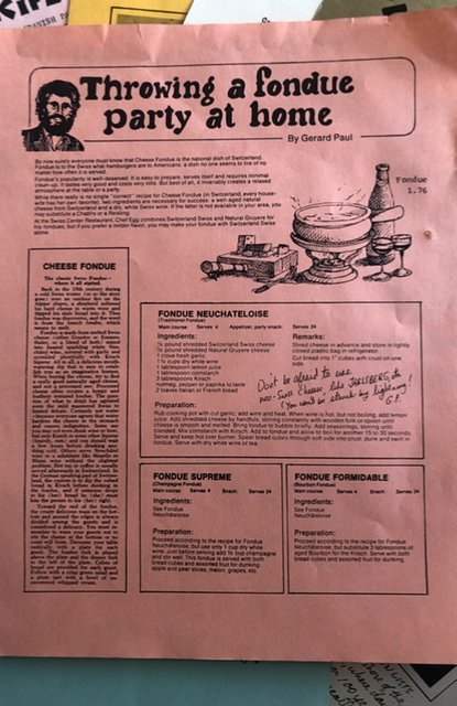 10 pages of GERard Paul(cheese lovers INTL) recipes & ads,1976