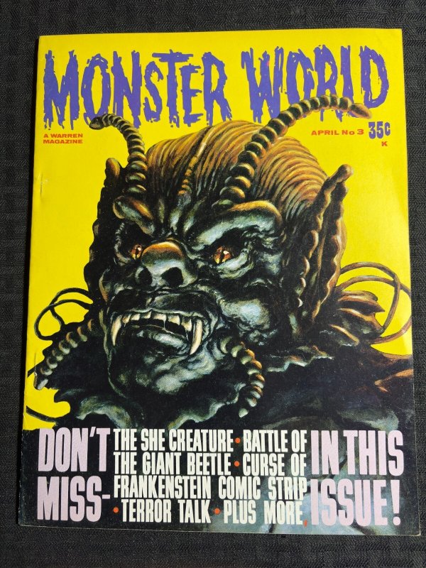 1965 MONSTER WORLD Magazine #3 FN+ 6.5 Curse of Frankenstein / She Creature