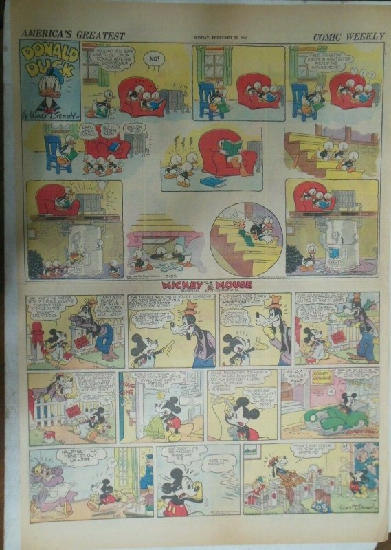 Mickey Mouse & Donald Duck Sunday Page by Walt Disney 2/25/1940 Full Page Size  