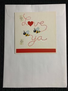 HAPPY VALENTINES DAY Cute Cartoon Bees Love Ya 6x6 Greeting Card Art V3435