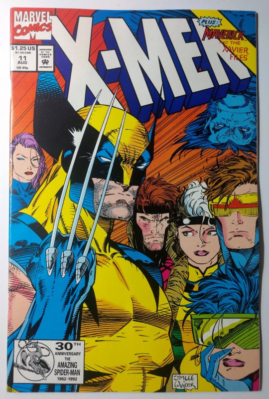 X-Men #11 (9.2, 1992) Iconic cover art by Jim Lee