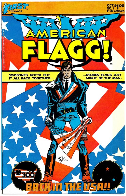 AMERICAN FLAGG! #1 & 2 (Fall 1983) 8.0 VF Howard Chaykin! 2031 Satire & Action!