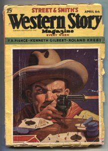 Western Story Pulp 4/6/1935 - Playing Card Poker cover - Kenneth Gilbert