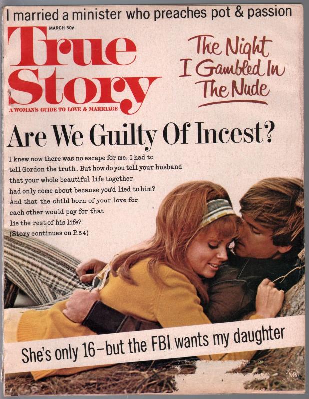 True Story 3/1976-exploitation magazine-incest-Pot & Passion-VG