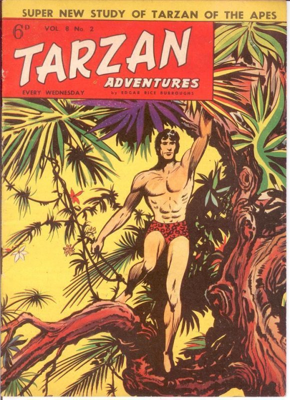 TARZAN ADVENTURES V 8#2  April 1958  UK black & white daily strip reprints
