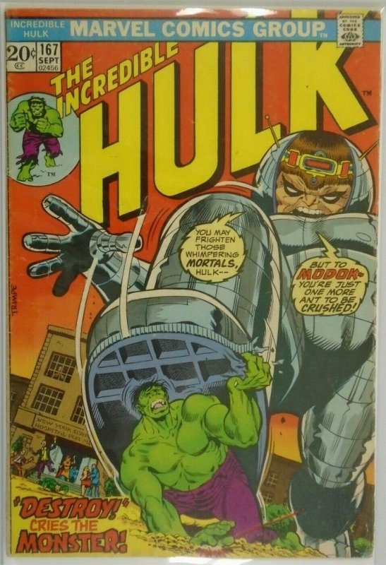 The Incredible Hulk #167 - 3.5 VG- - 1973