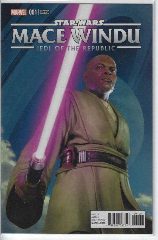 STAR WARS MACE WINDU #1 Variant, NM, 2017, Samuel Jackson, Light Saber 