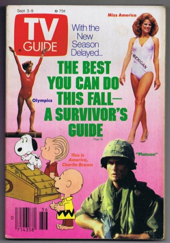 ORIGINAL Vintage TV Guide September 3, 1988 No Label Miss America Peanuts Snoopy