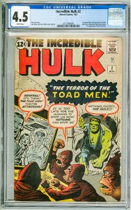 The Incredible Hulk #2 (1962) CGC 4.5! 1st Green Hulk! 2nd App of the Hulk!
