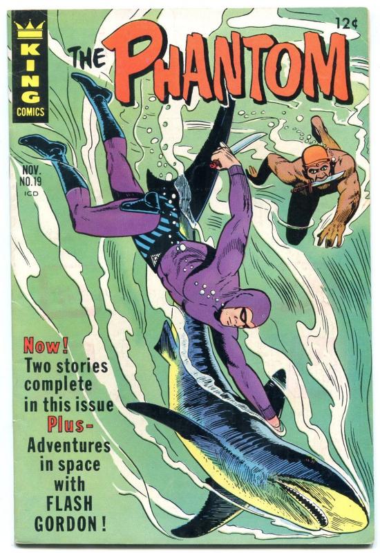 THE PHANTOM #19 1966-KING COMICS-SHARK COVER-FLASH-KANE FN/VF