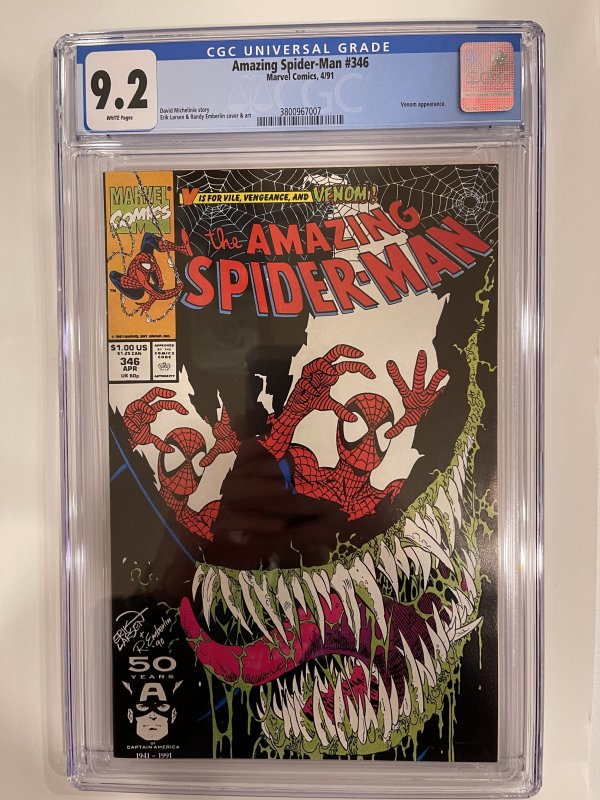 Amazing Spider-Man # 346 CGC 9.2 Marvel 1991 Sick Venom Cover
