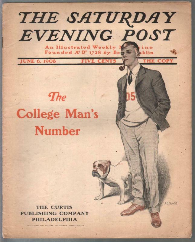 Saturday Evening Post 6/6/1903-JJ Gould-100+ years old-pulp fiction-FR