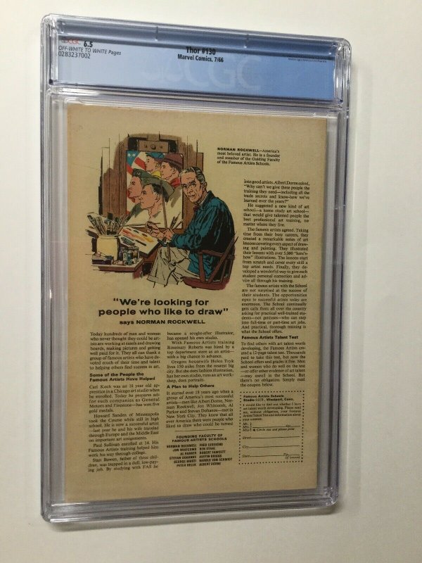 Thor 130 Cgc 6.5 Ow/w Pages Marvel Silver Age